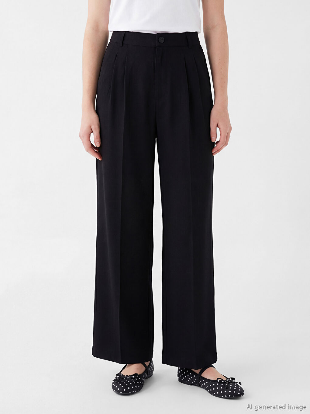 Loose Fit Women's Pleated Fabric Trousers-1