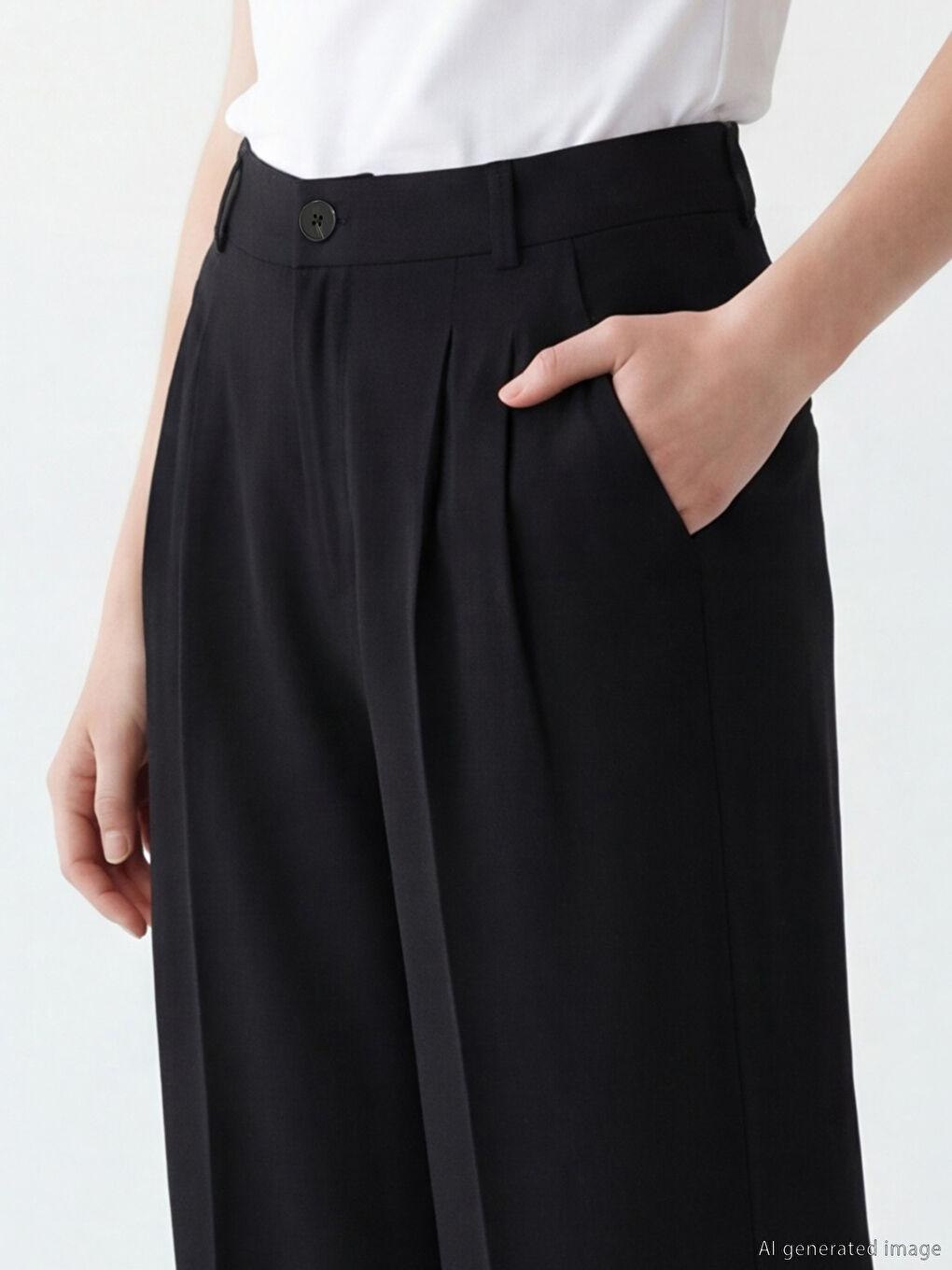 Loose Fit Women's Pleated Fabric Trousers-2