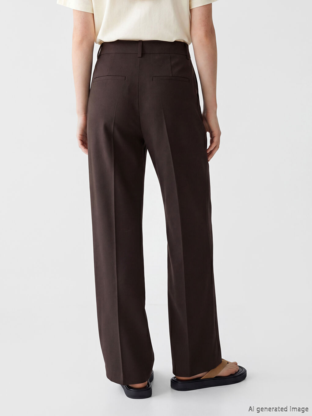 Loose Fit Women's Pleated Fabric Trousers-3