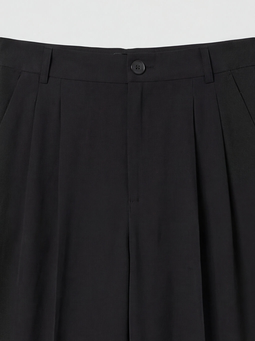 Siyah Yüksek Bel Geniş Paça Kadın Kumaş Pantolon-2