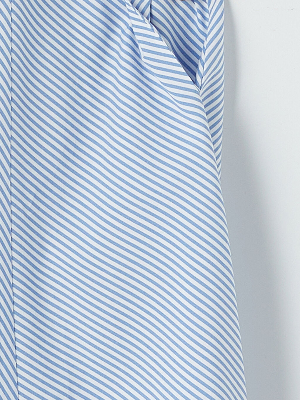 Mavi Çizgili Fiyonklu Belden Oturtmalı Elbise-7