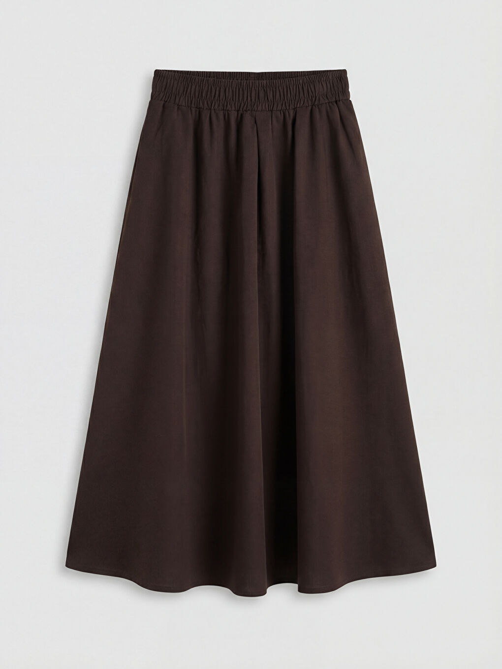 Kahverengi Beli Lastikli Kloş Etek	