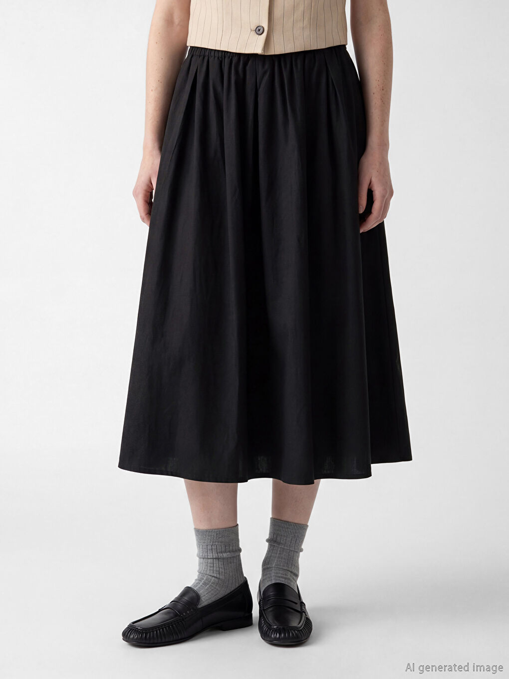 Юбка с эластичным поясом и расклешённым силуэтом-1