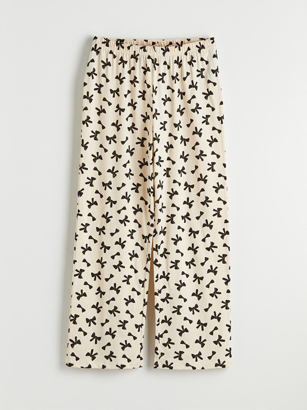 Bej Gömlek Yaka Fiyonk Baskılı Hamile Pijama Takımı-3