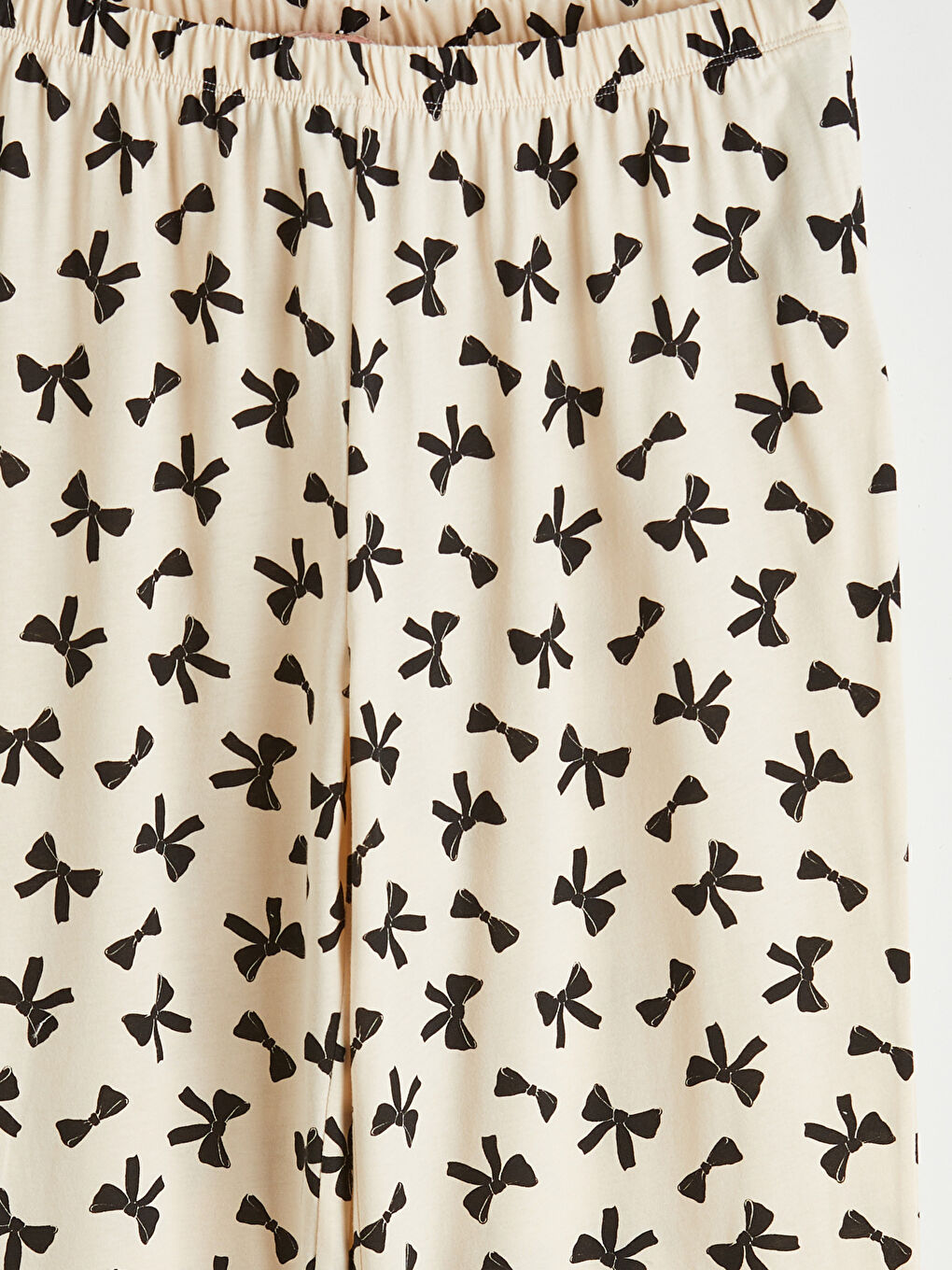 Bej Gömlek Yaka Fiyonk Baskılı Hamile Pijama Takımı-6