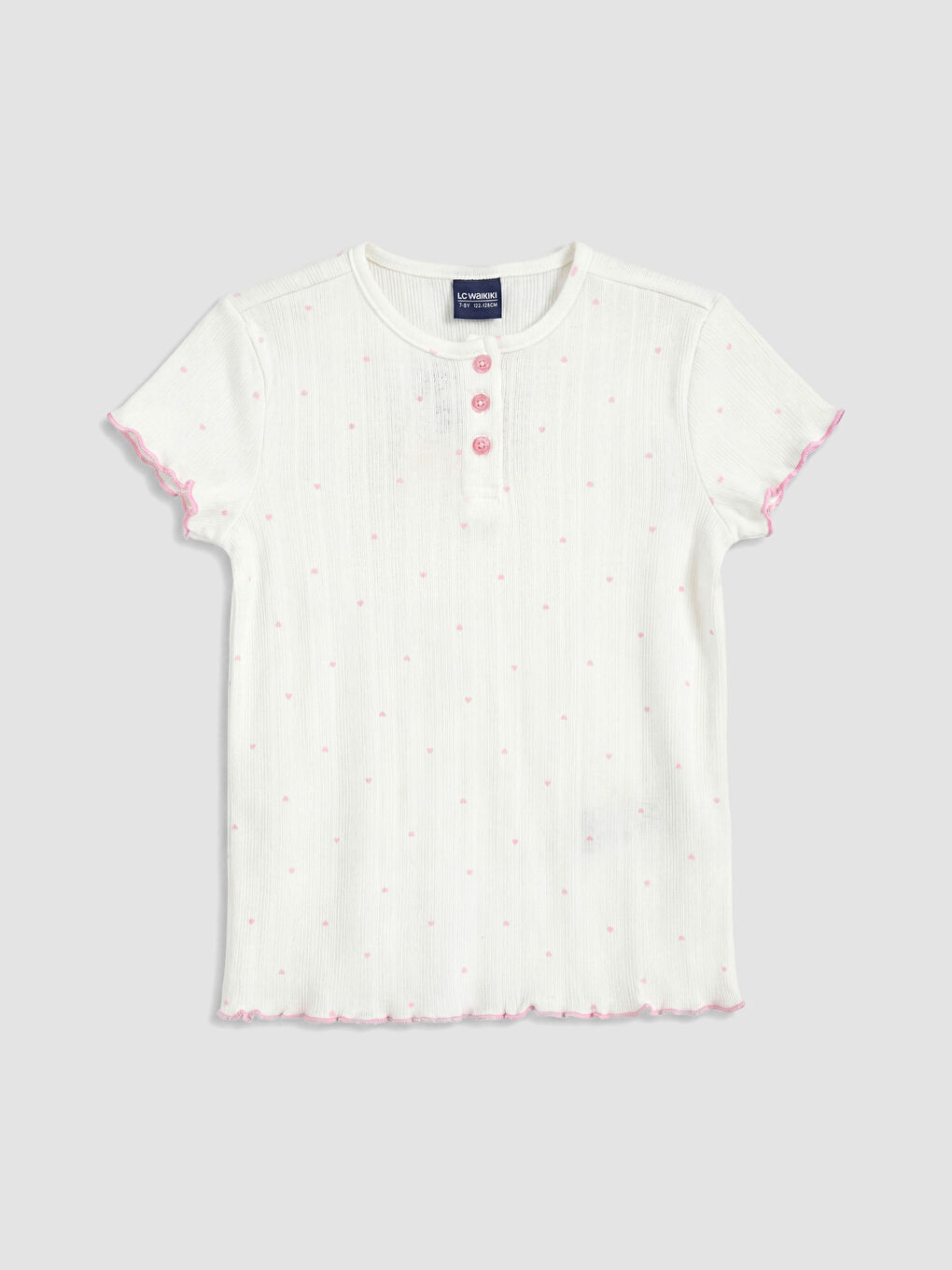 Ekru Desenli Kız Çocuk Şortlu Pijama Takım-1