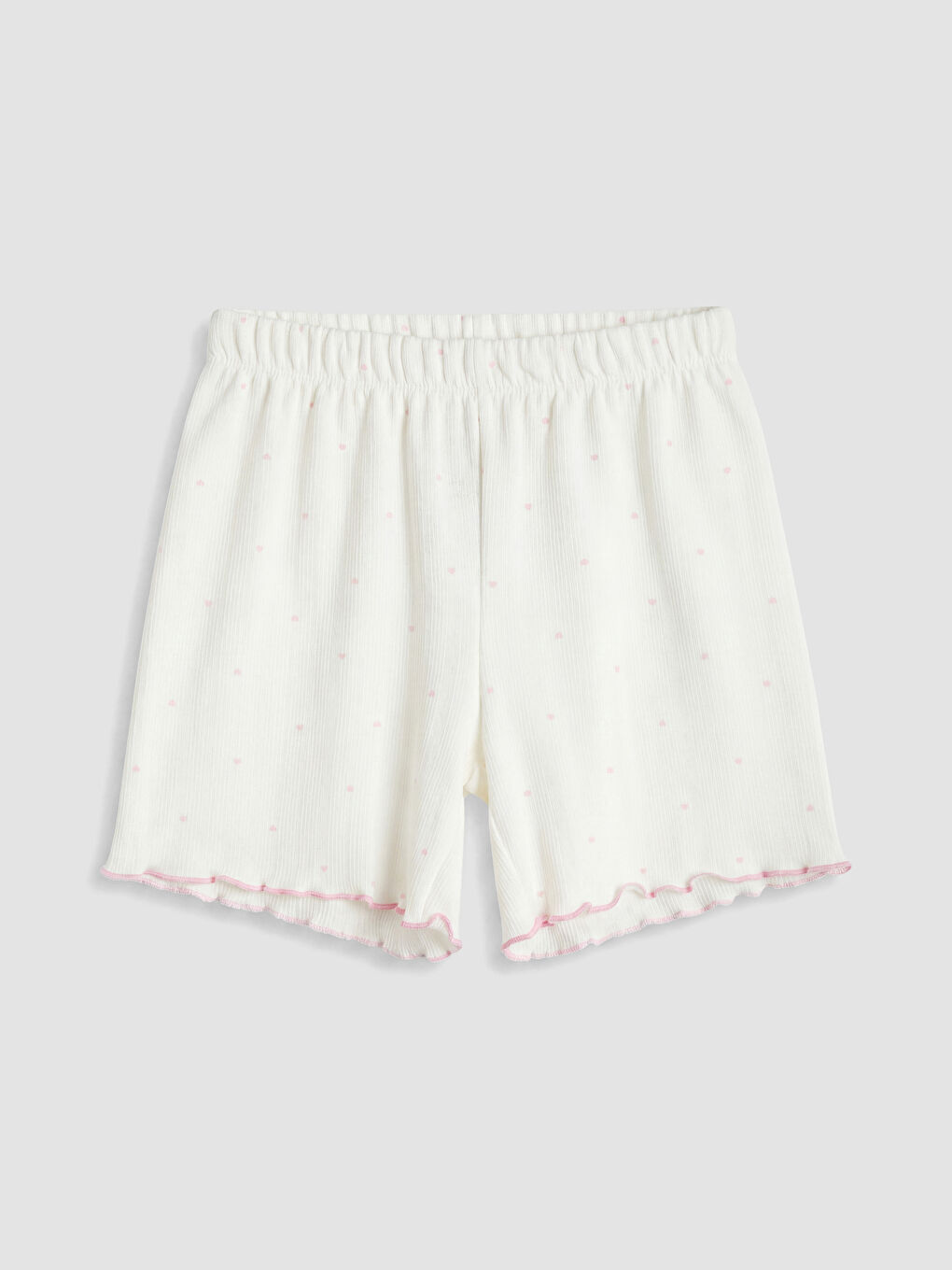 Ekru Desenli Kız Çocuk Şortlu Pijama Takım-4
