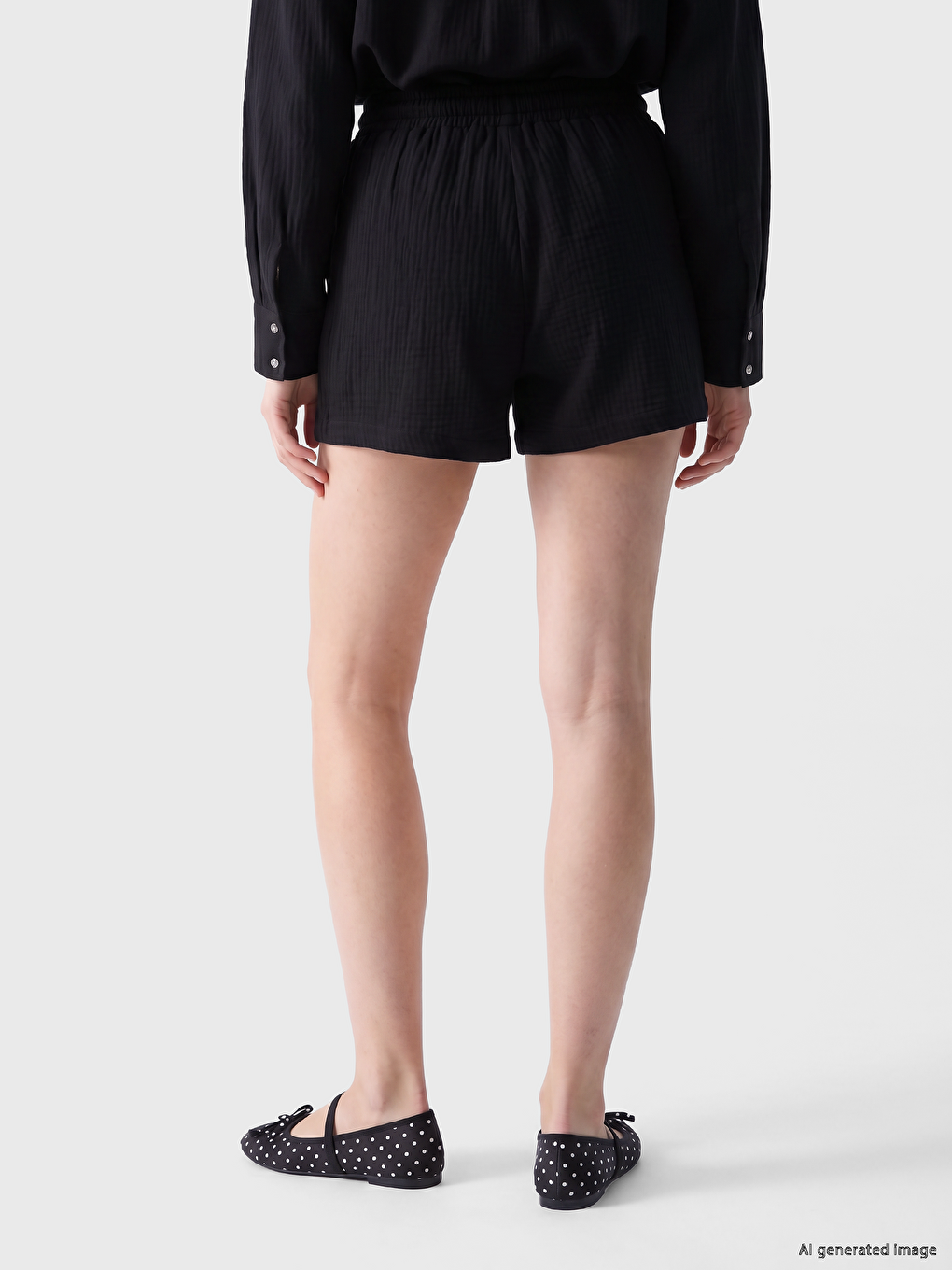 Elastic Waist Muslin Women's Shorts-3