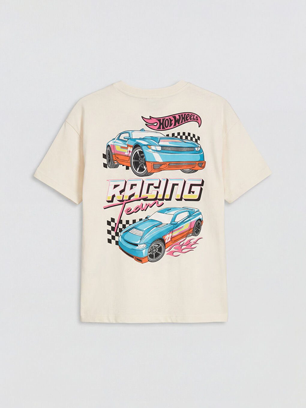Bej Bisiklet Yaka Hot Wheels Baskılı Erkek Çocuk Tişört-2