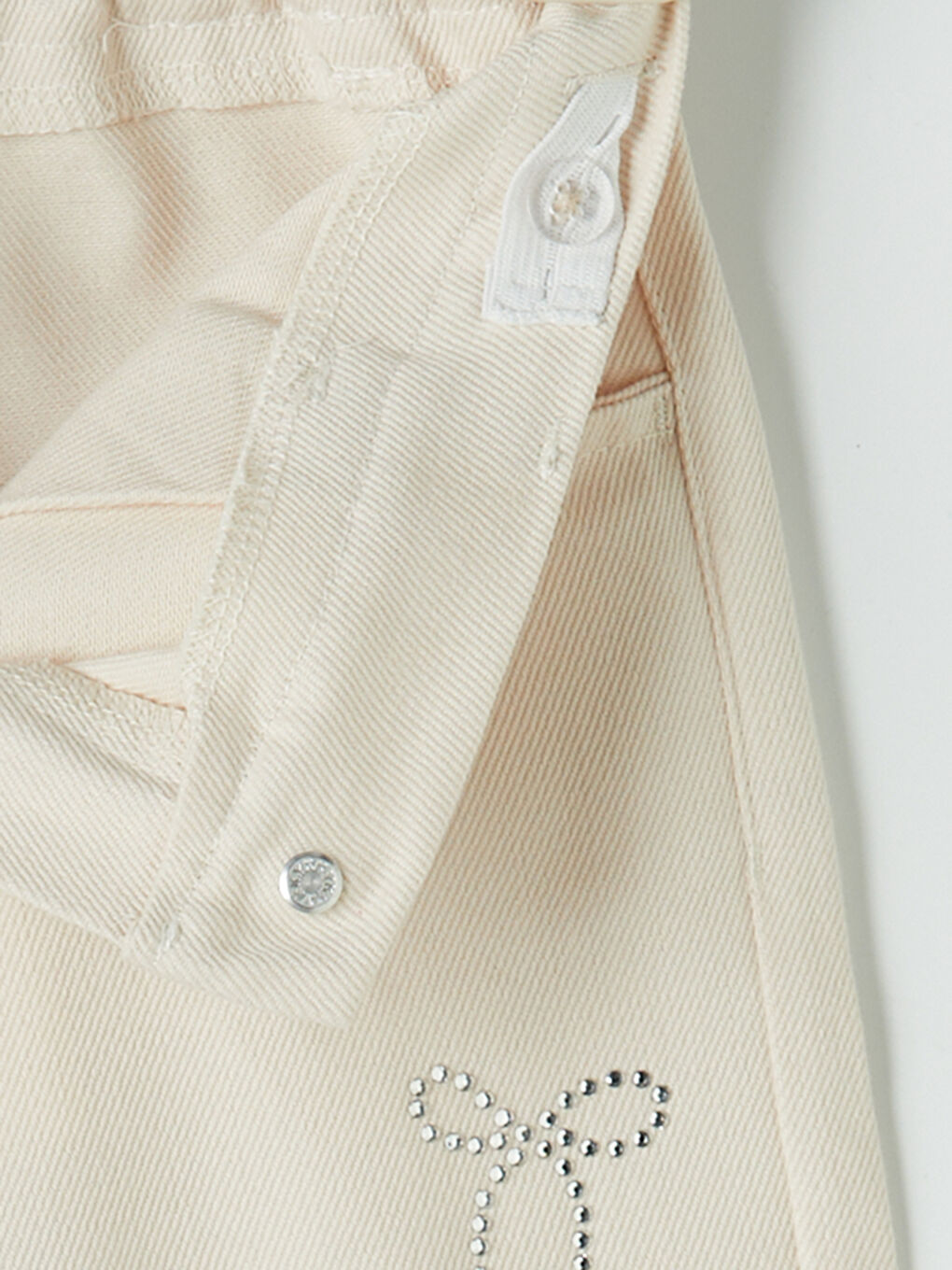 Ekru Kız Çocuk Taş İşlemeli Gabardin Pantolon-3