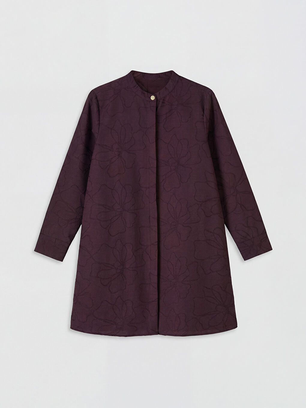 Mürdüm Hakim Yaka Çiçekli Kadın Gömlek Tunik