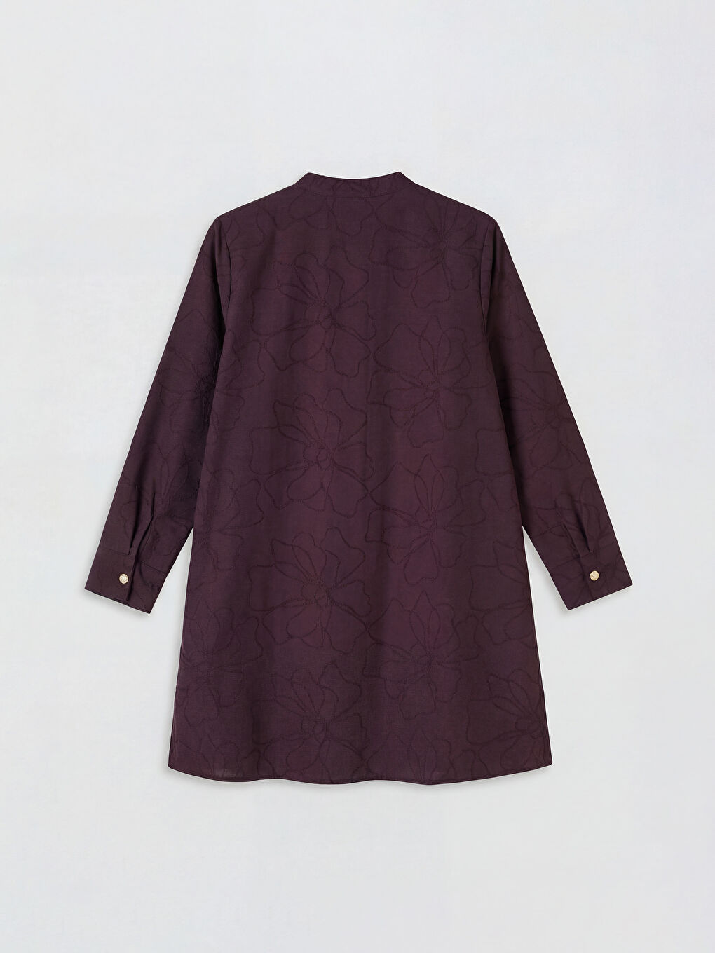 Mürdüm Hakim Yaka Çiçekli Kadın Gömlek Tunik-1