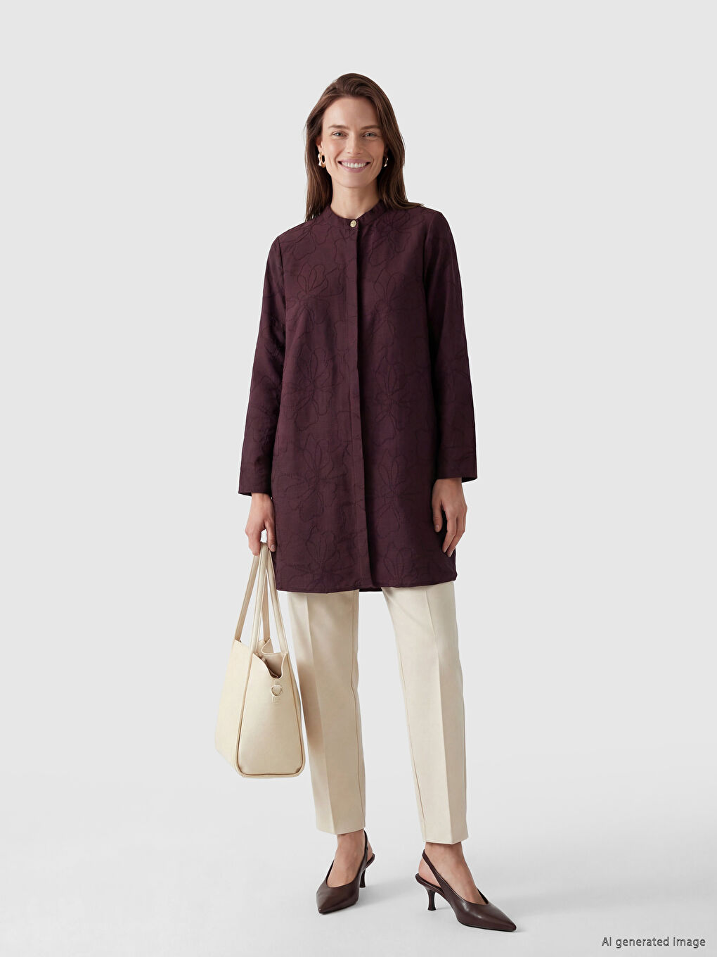 Grandad Collar Floral Women's Shirt Tunic-1