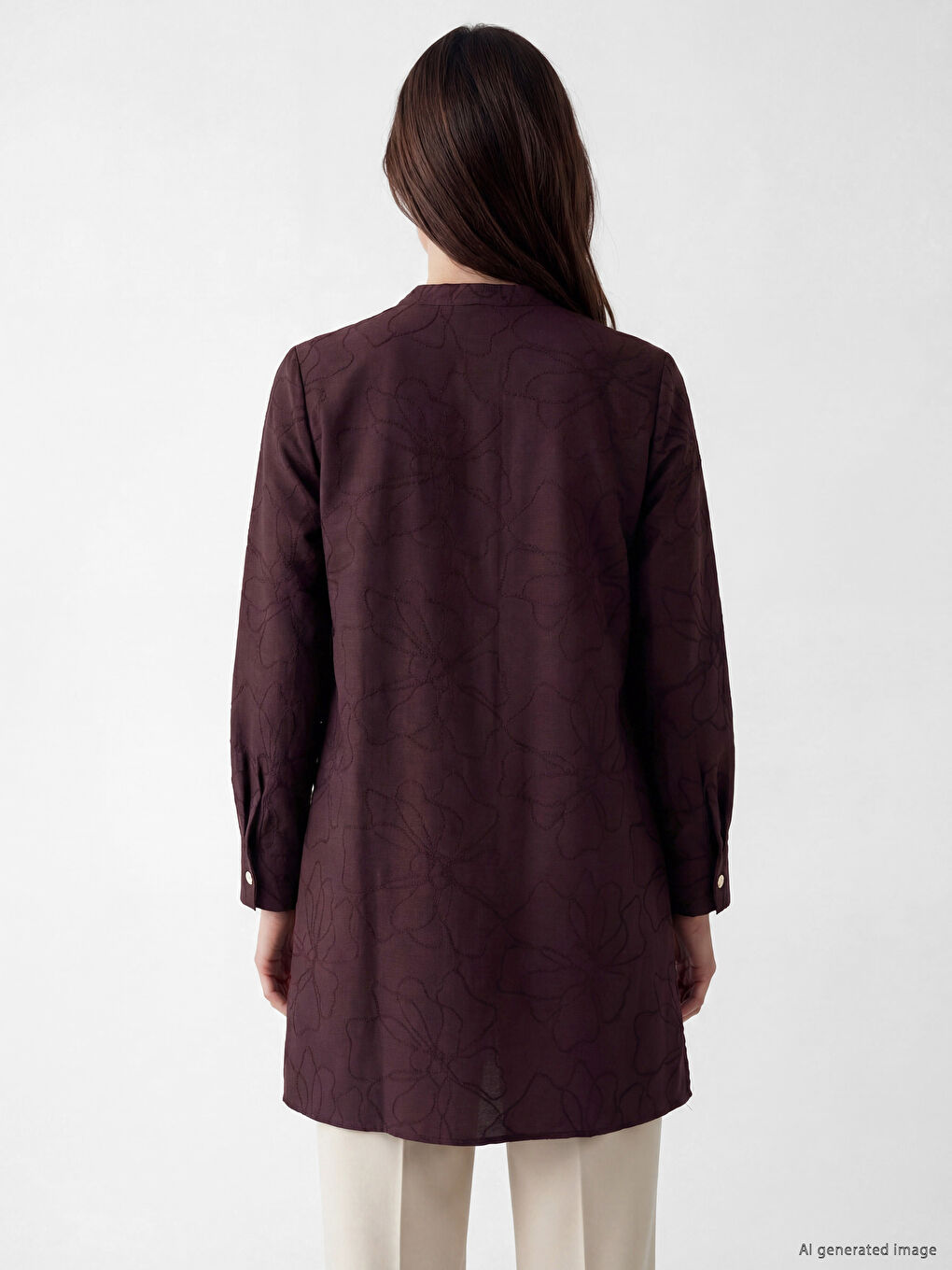 Grandad Collar Floral Women's Shirt Tunic-3