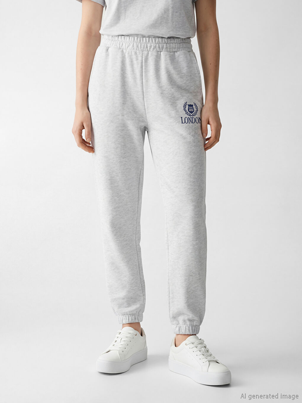 Gri Kadın Kalın Jogger Eşofman Altı-1