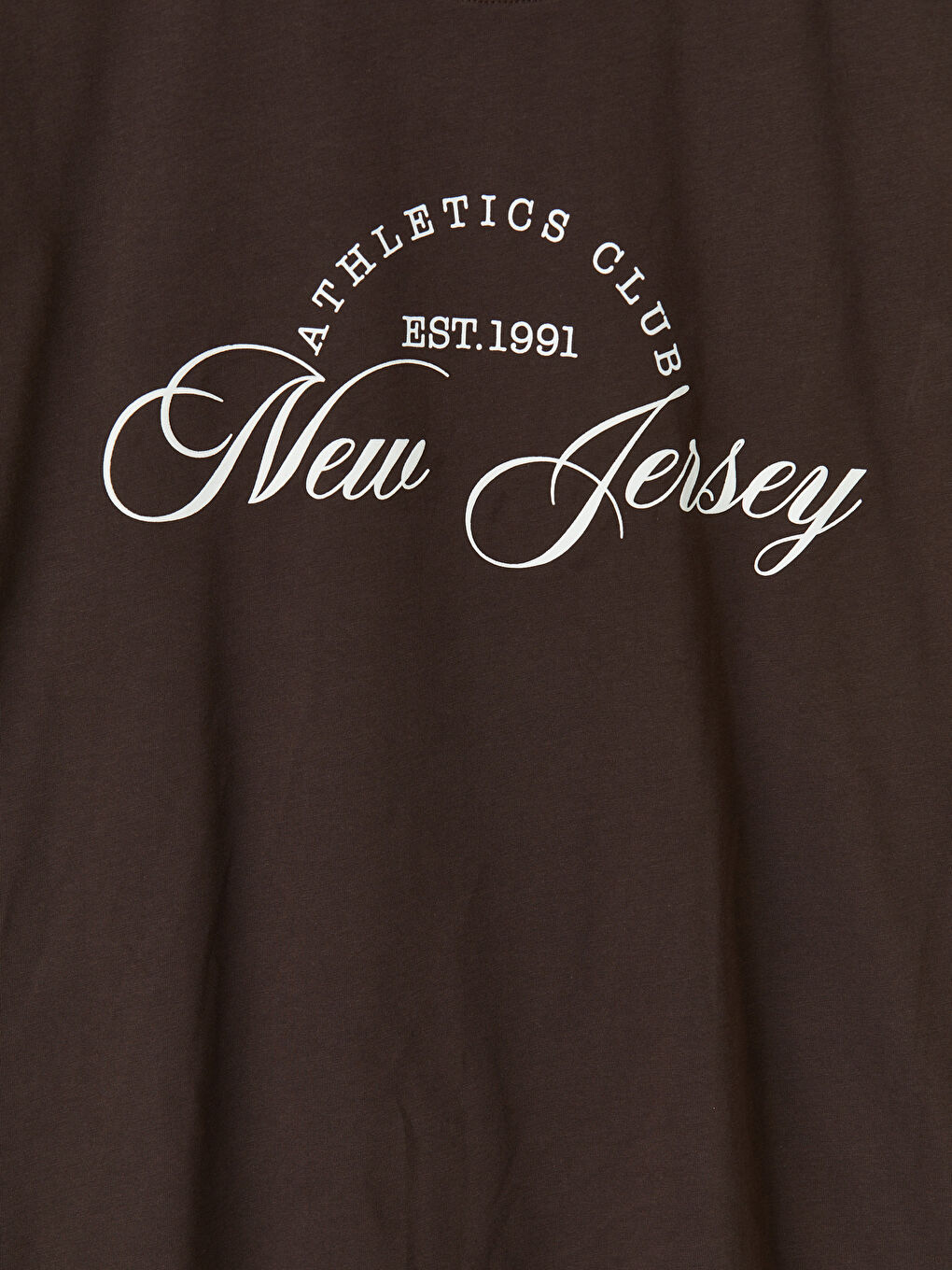 Kahverengi Bisiklet Yaka New Jersey Baskılı Kadın Tişört-2