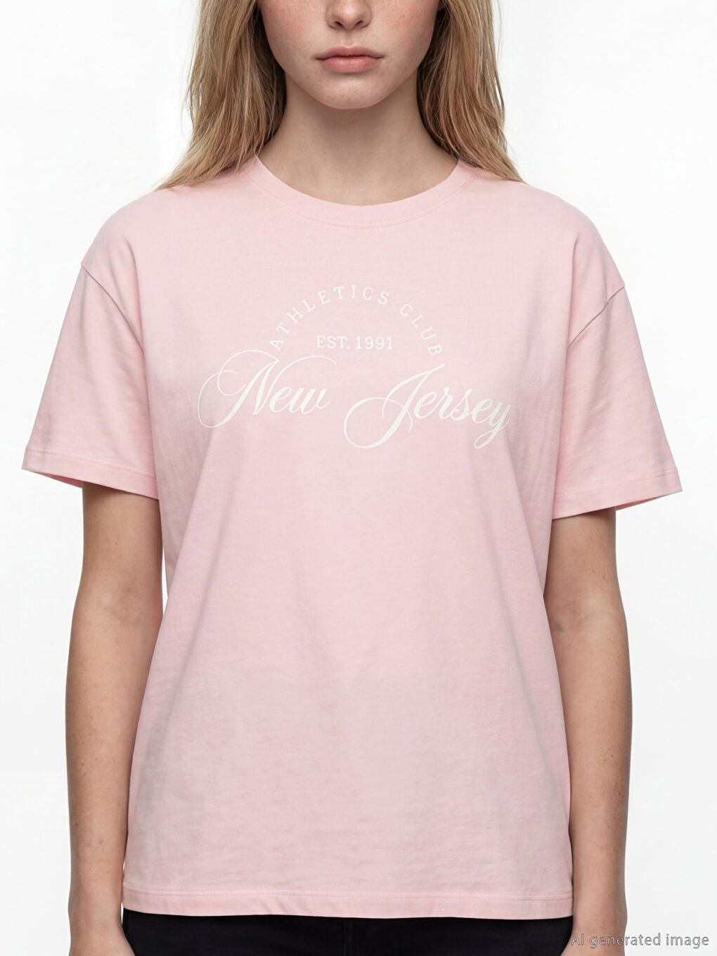 Crew Neck New Jersey Printed Women's T-Shirt-2