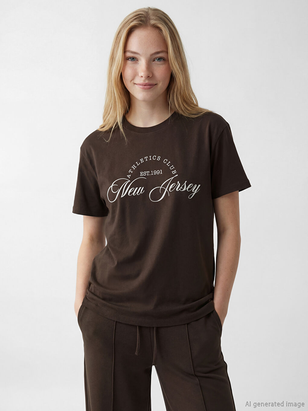 Crew Neck New Jersey Printed Women's T-Shirt