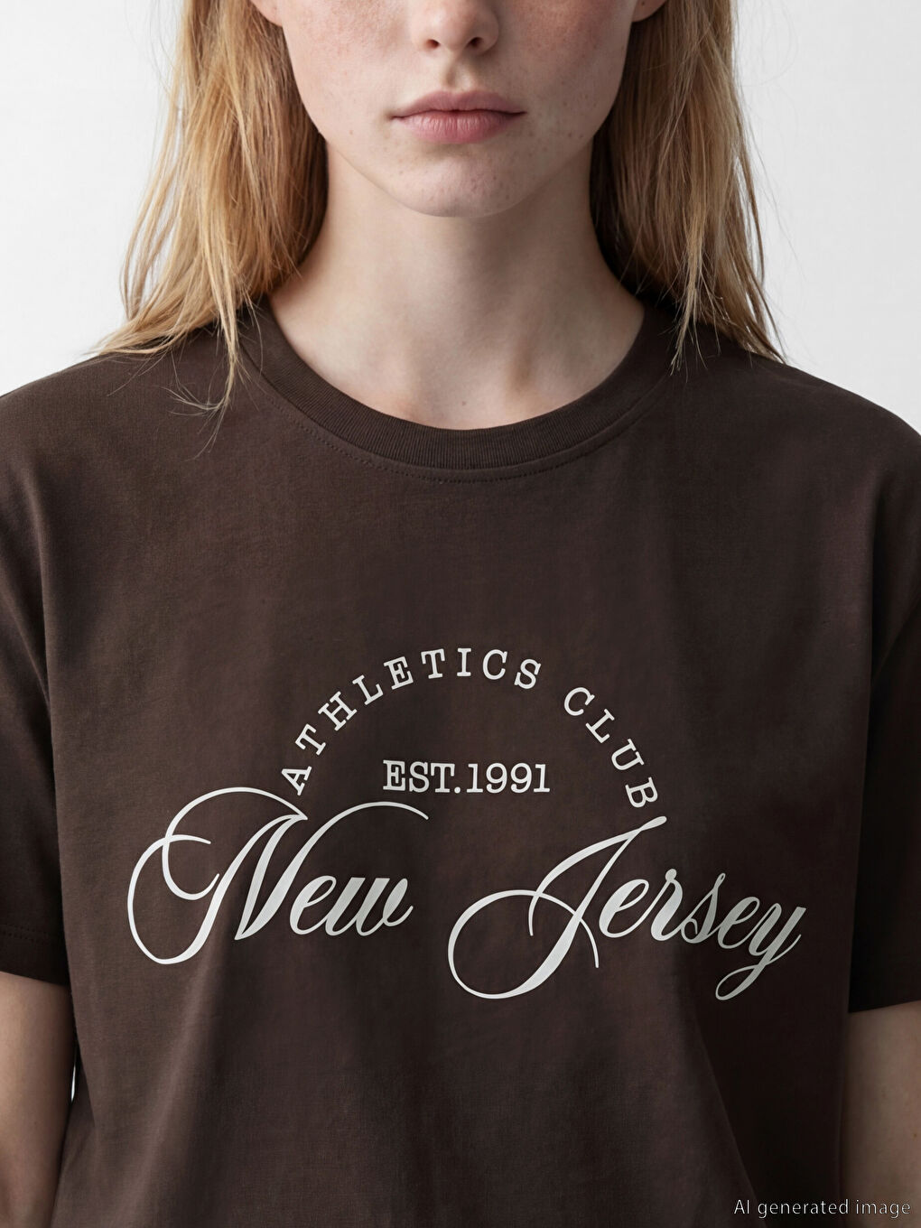 Crew Neck New Jersey Printed Women's T-Shirt-2