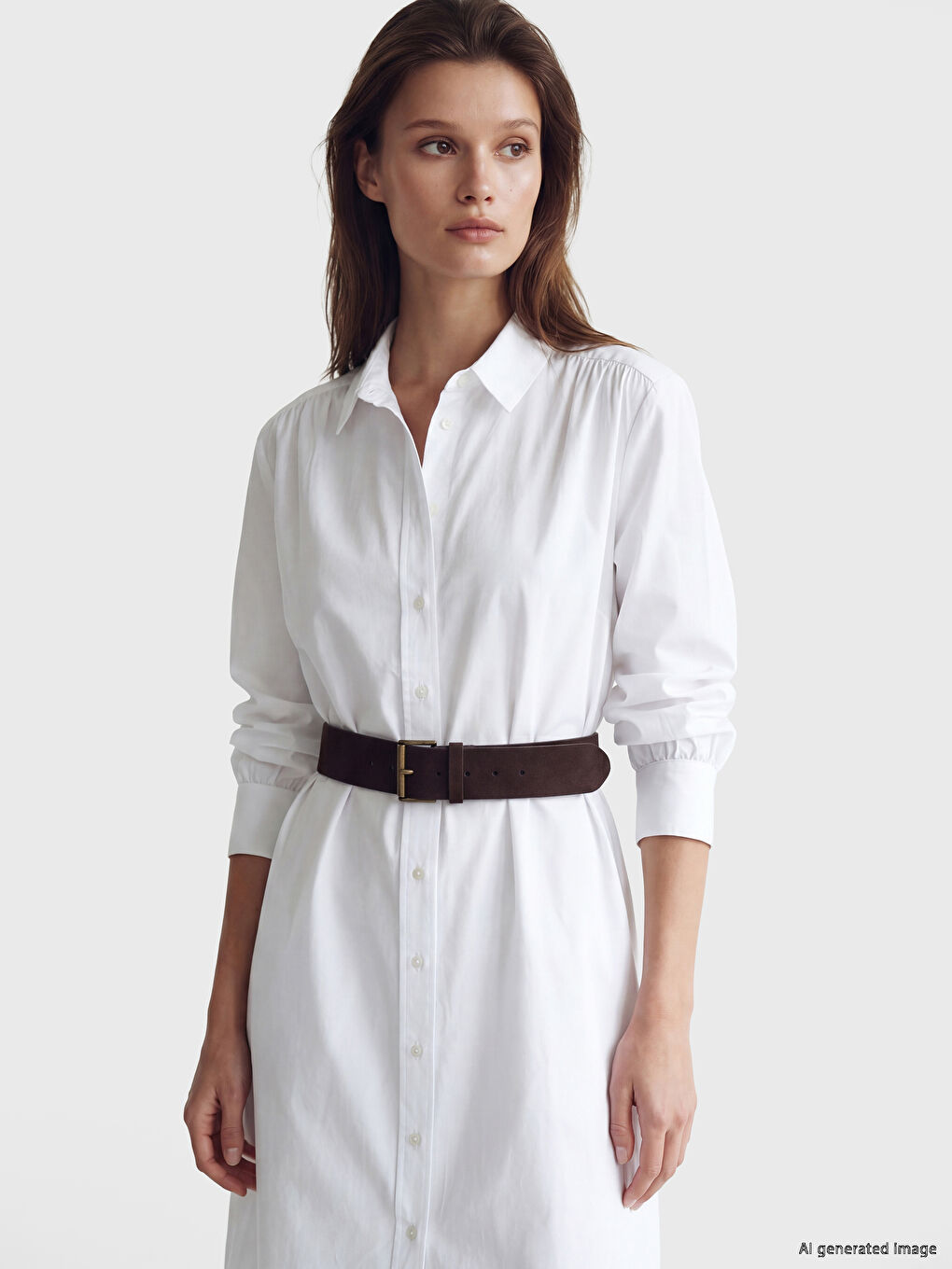 Ruched Poplin Shirt Dress-1