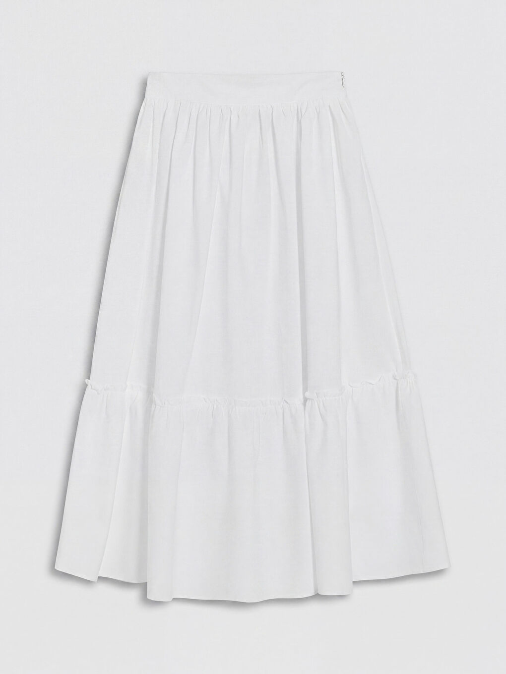 Waisted Zippered Poplin Flared Skirt-4