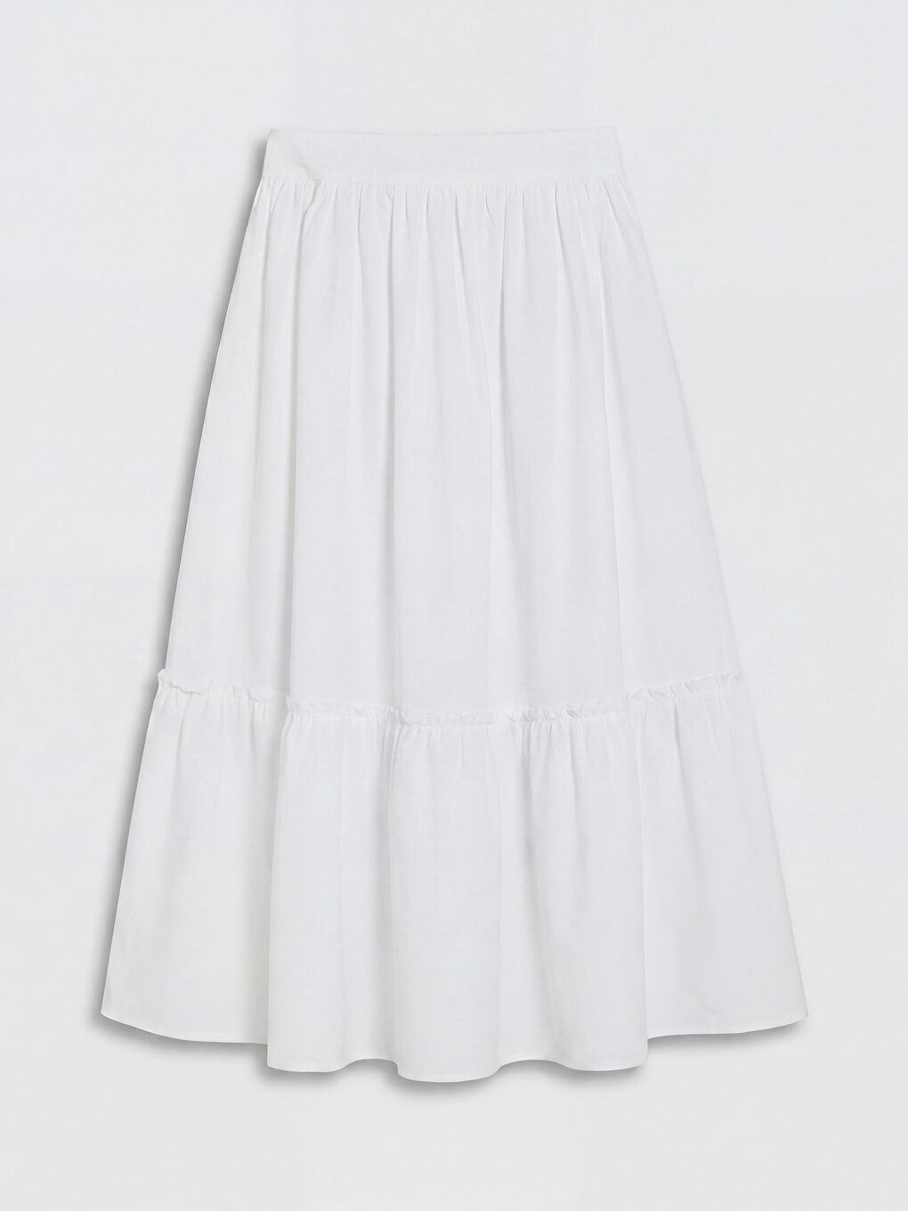Waisted Zippered Poplin Flared Skirt-5