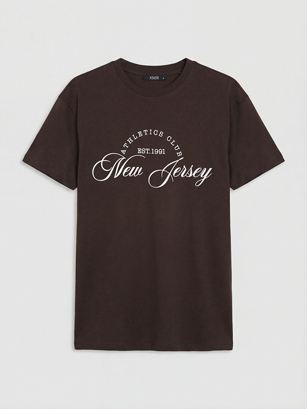 Kahverengi New Jersey Baskılı Kadın Tişört
