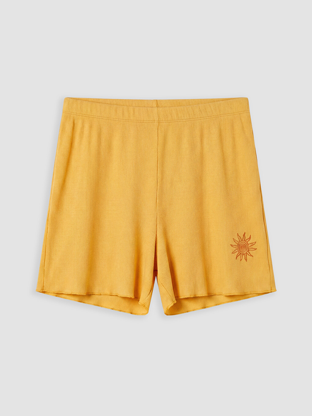 Sarı Desenli Kadın Şort Pijama Alt 2'li-1