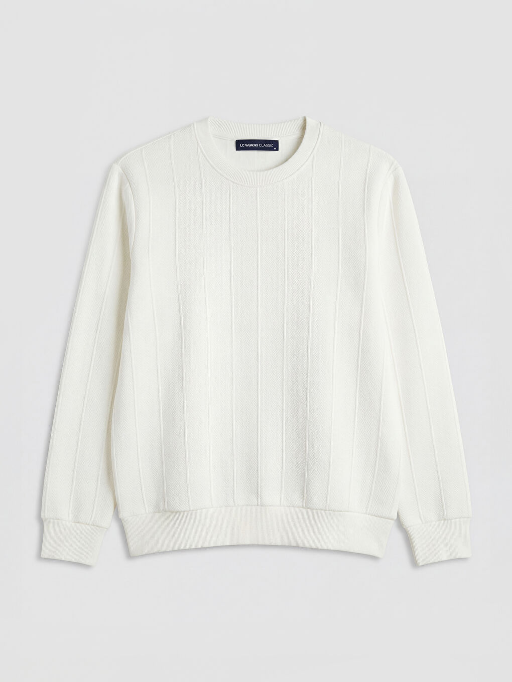 Ekru Bisiklet Yaka Erkek Sweatshirt