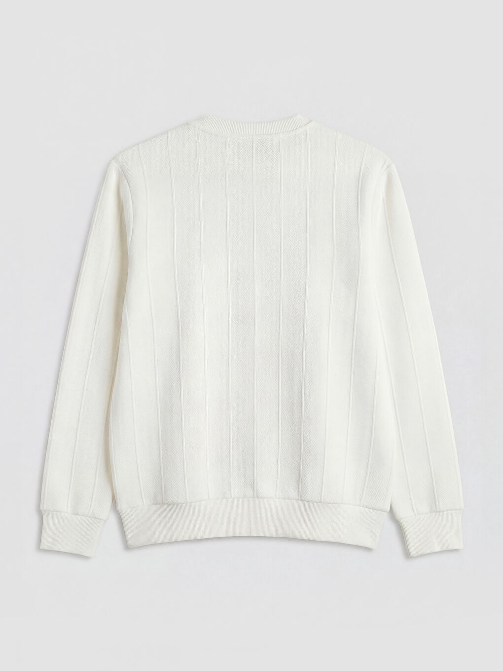 Ekru Bisiklet Yaka Erkek Sweatshirt-1