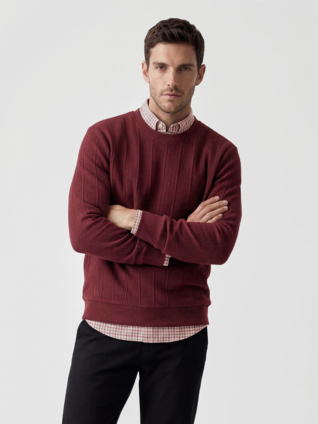 Mürdüm Bisiklet Yaka Erkek Sweatshirt