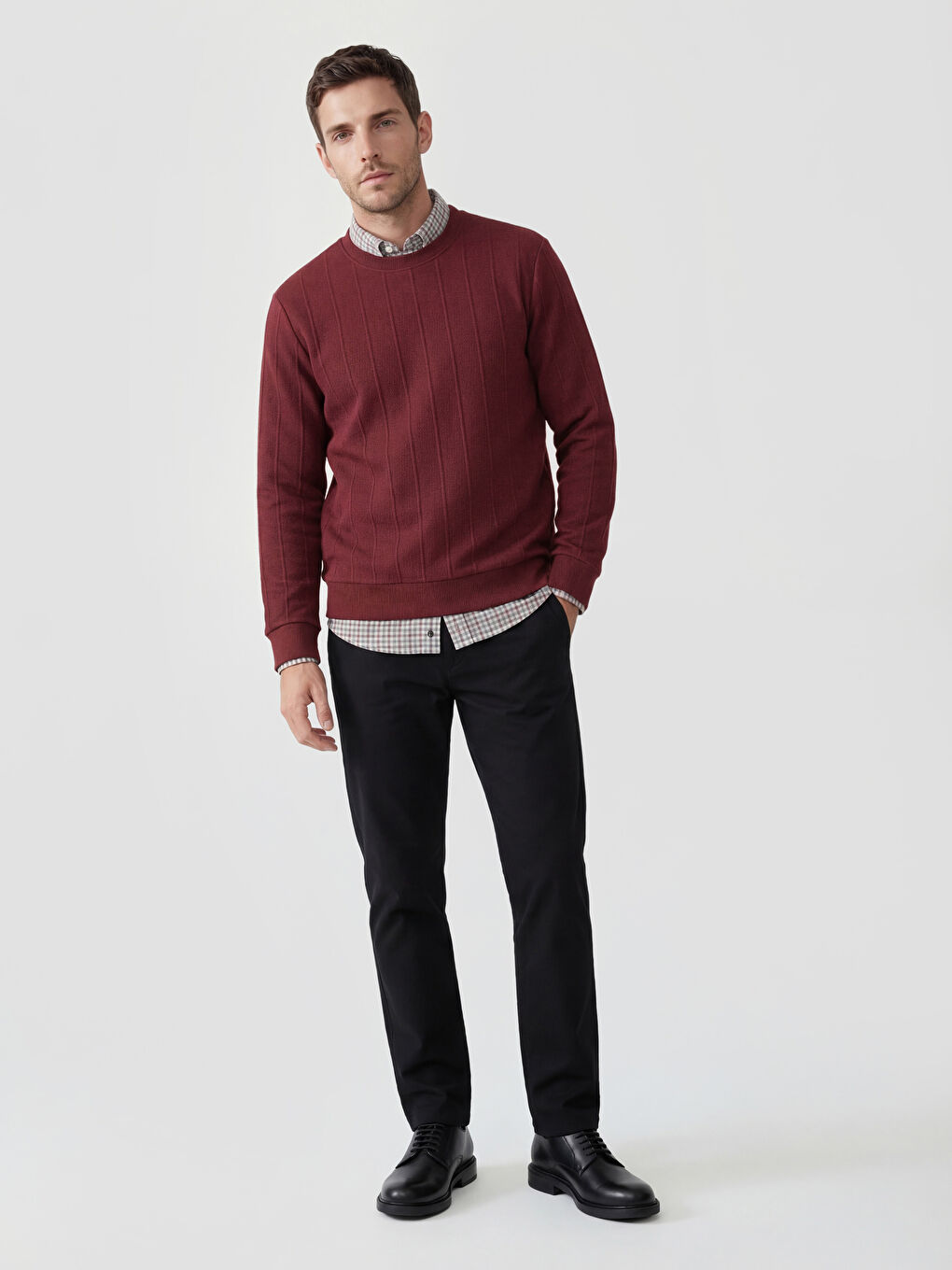 Mürdüm Bisiklet Yaka Erkek Sweatshirt-1