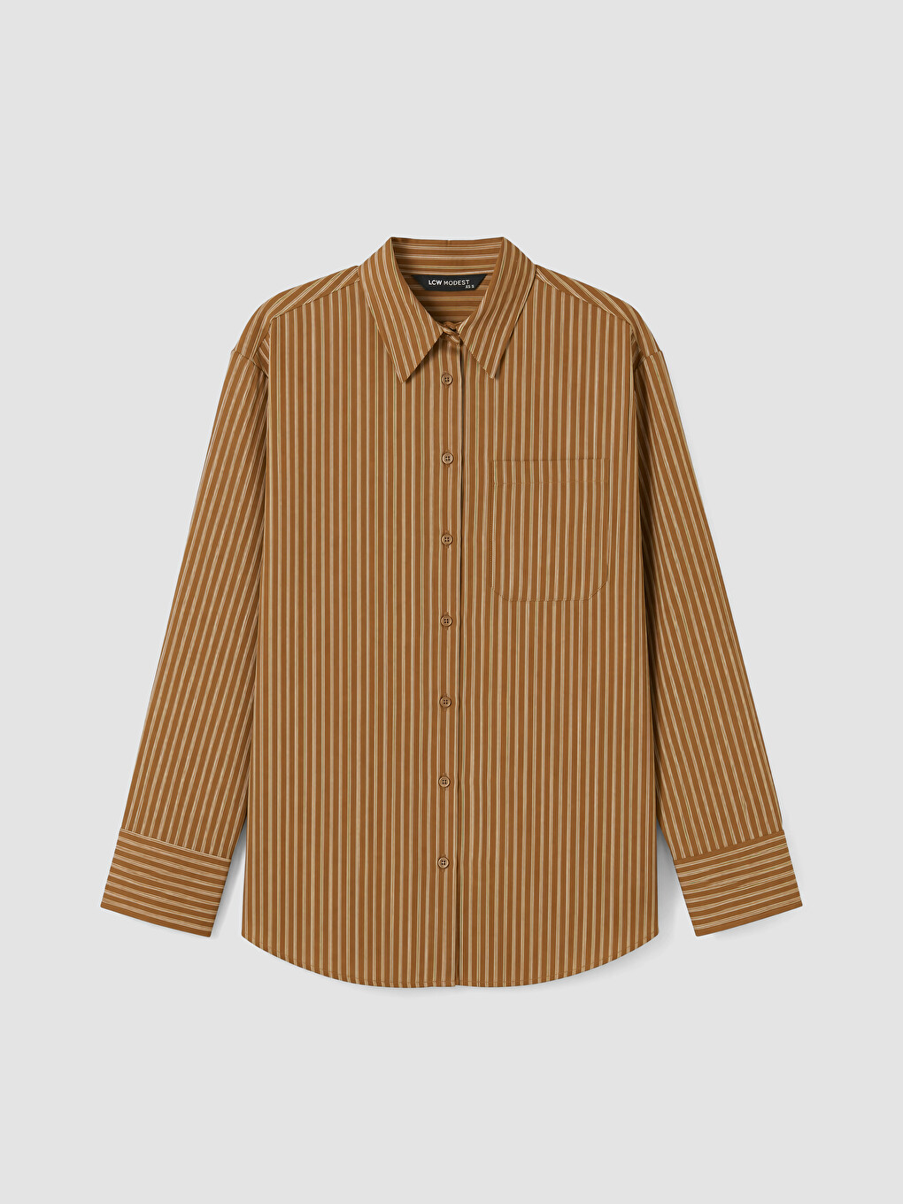 Sarı Çizgili Oversize Poplin Kadın Gömlek