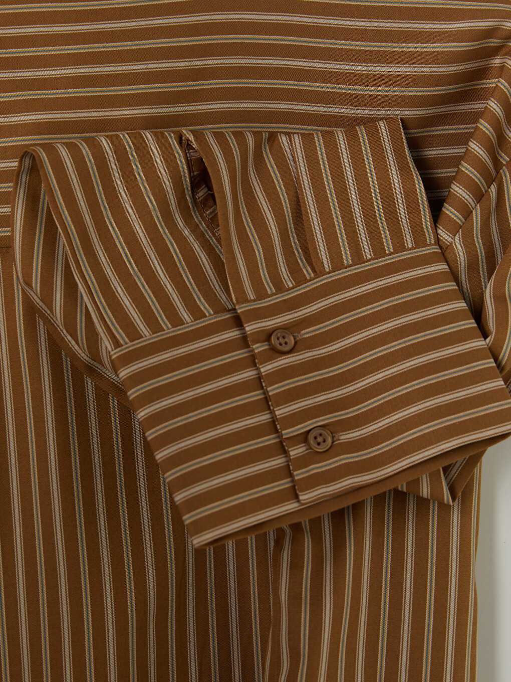 Sarı Çizgili Oversize Poplin Kadın Gömlek-3