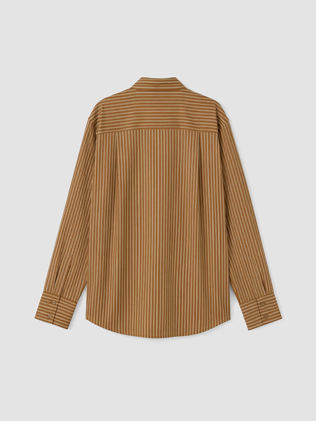 Sarı Çizgili Oversize Poplin Kadın Gömlek-4