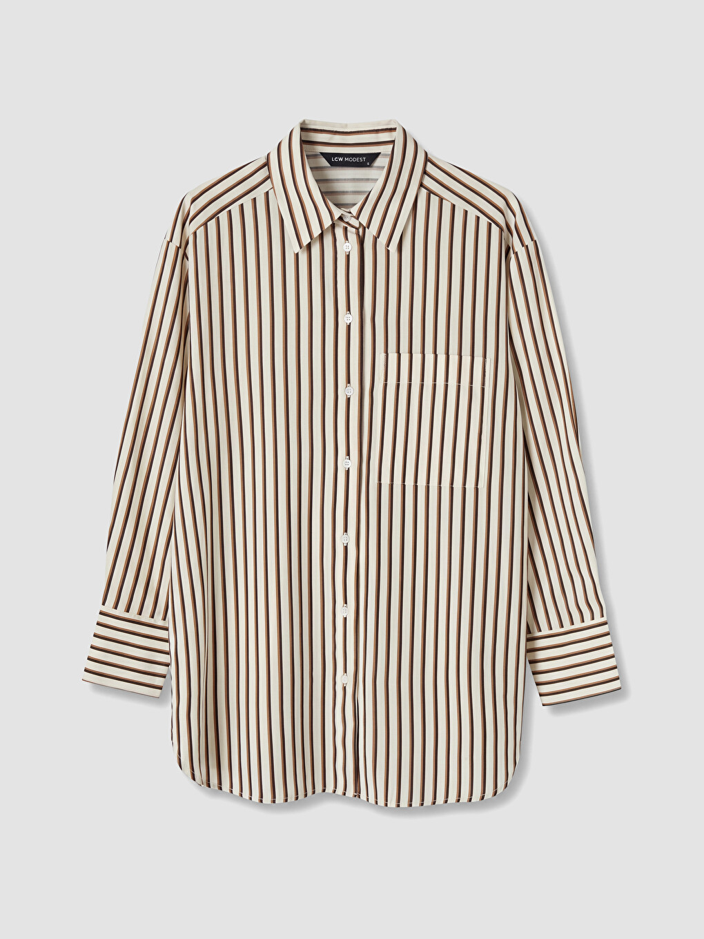 Sarı Çizgili Oversize Poplin Kadın Gömlek Tunik