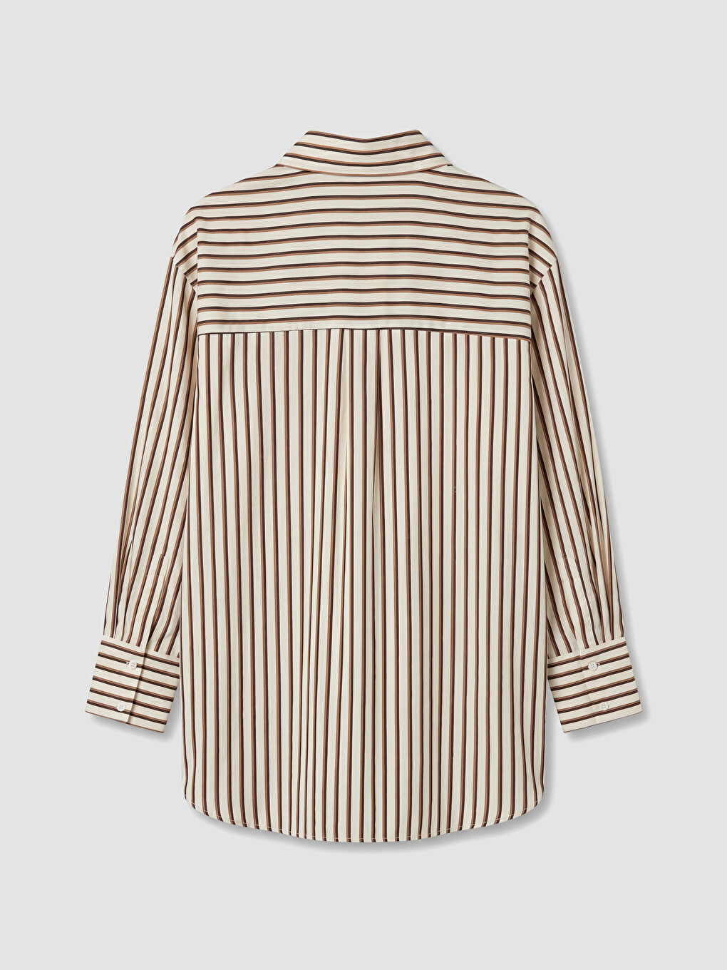Sarı Çizgili Oversize Poplin Kadın Gömlek Tunik-2
