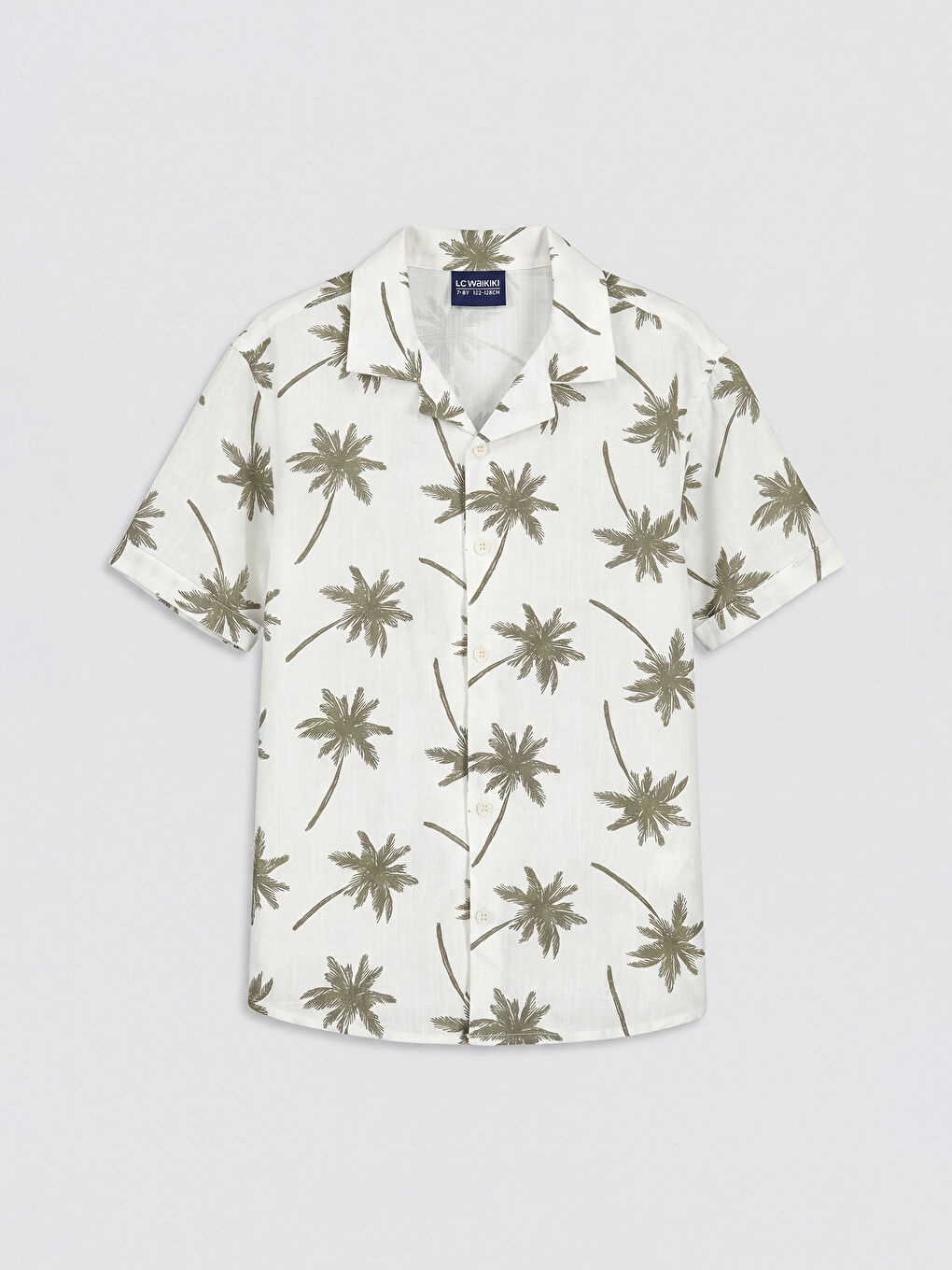 Bej Desenli Poplin Erkek Çocuk Gömlek