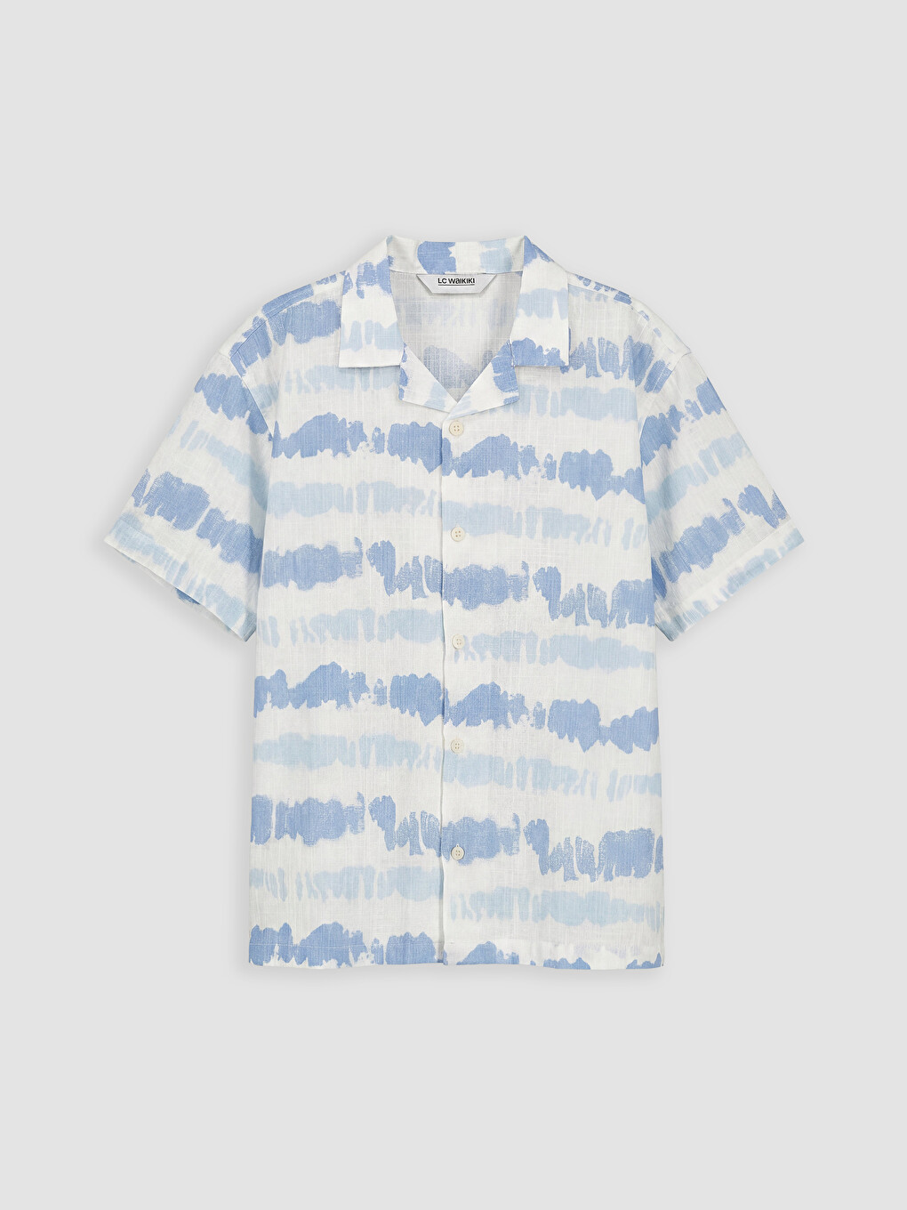 Mavi Batik Desenli Poplin Erkek Çocuk Gömlek