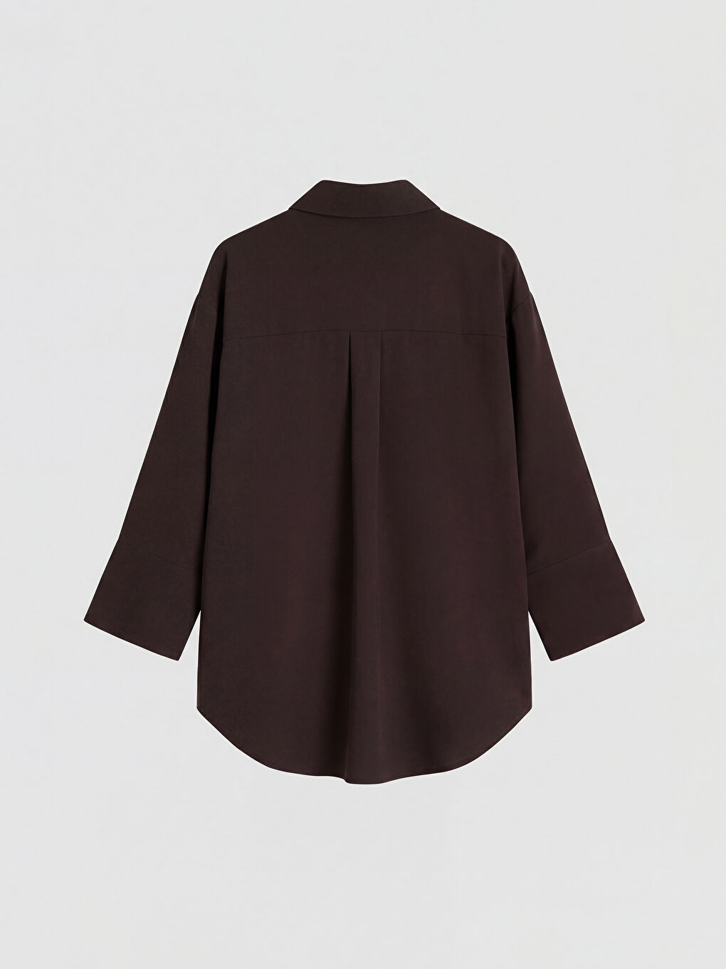 Kahverengi Dokulu Oversize Kadın Gömlek-1