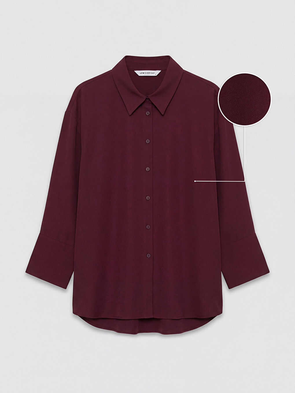 Bordo Dokulu Oversize Kadın Gömlek