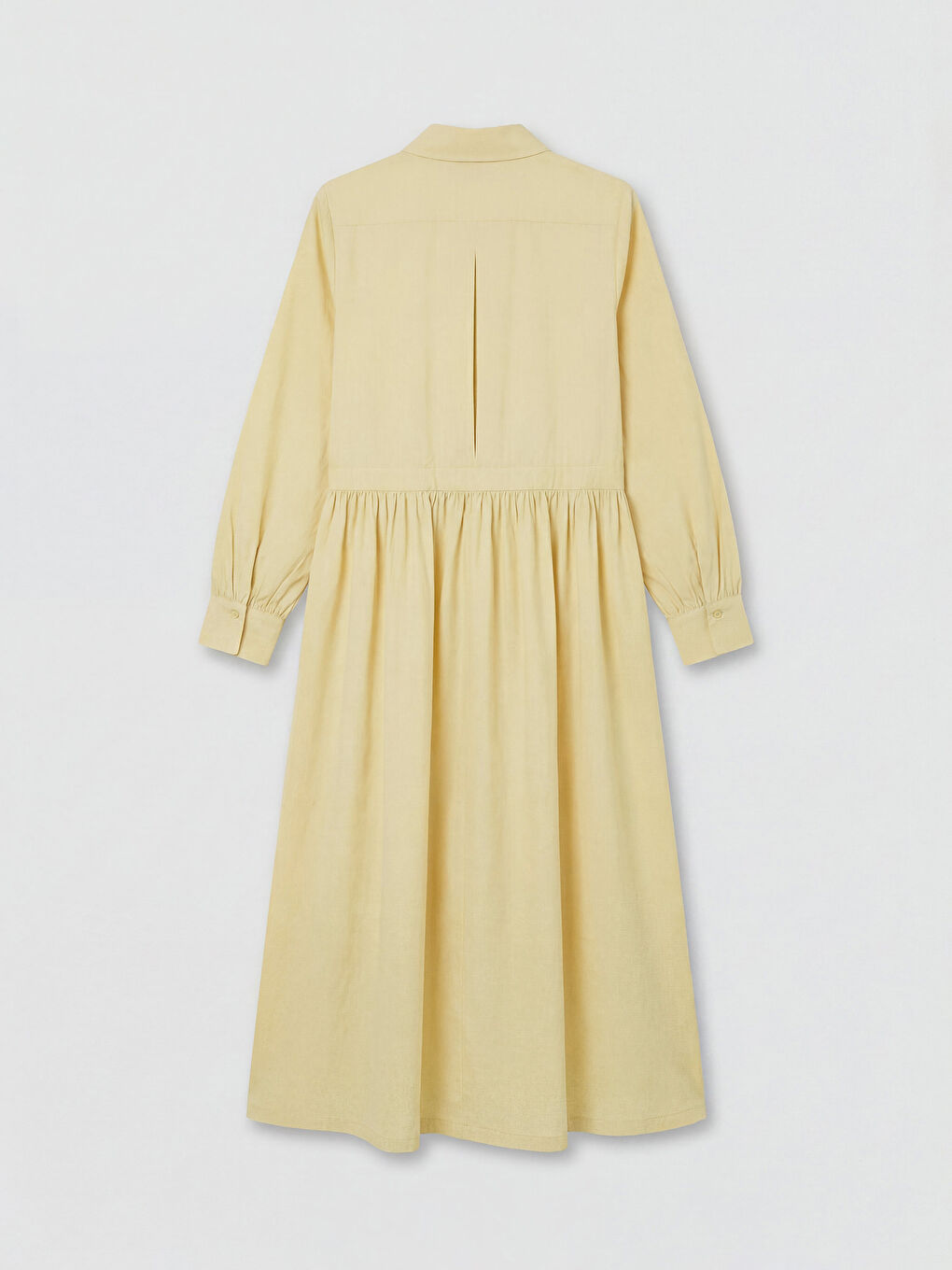 Sarı Beli Kemerli Poplin Gömlek Elbise-1
