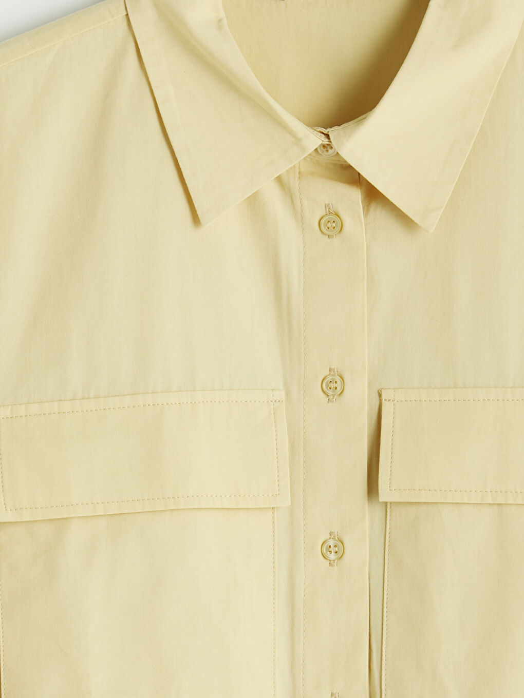 Sarı Beli Kemerli Poplin Gömlek Elbise-2