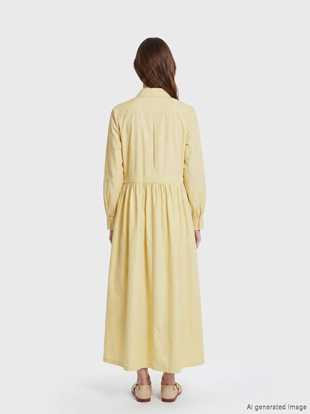 Belted Waist Poplin Shirt Dress-3