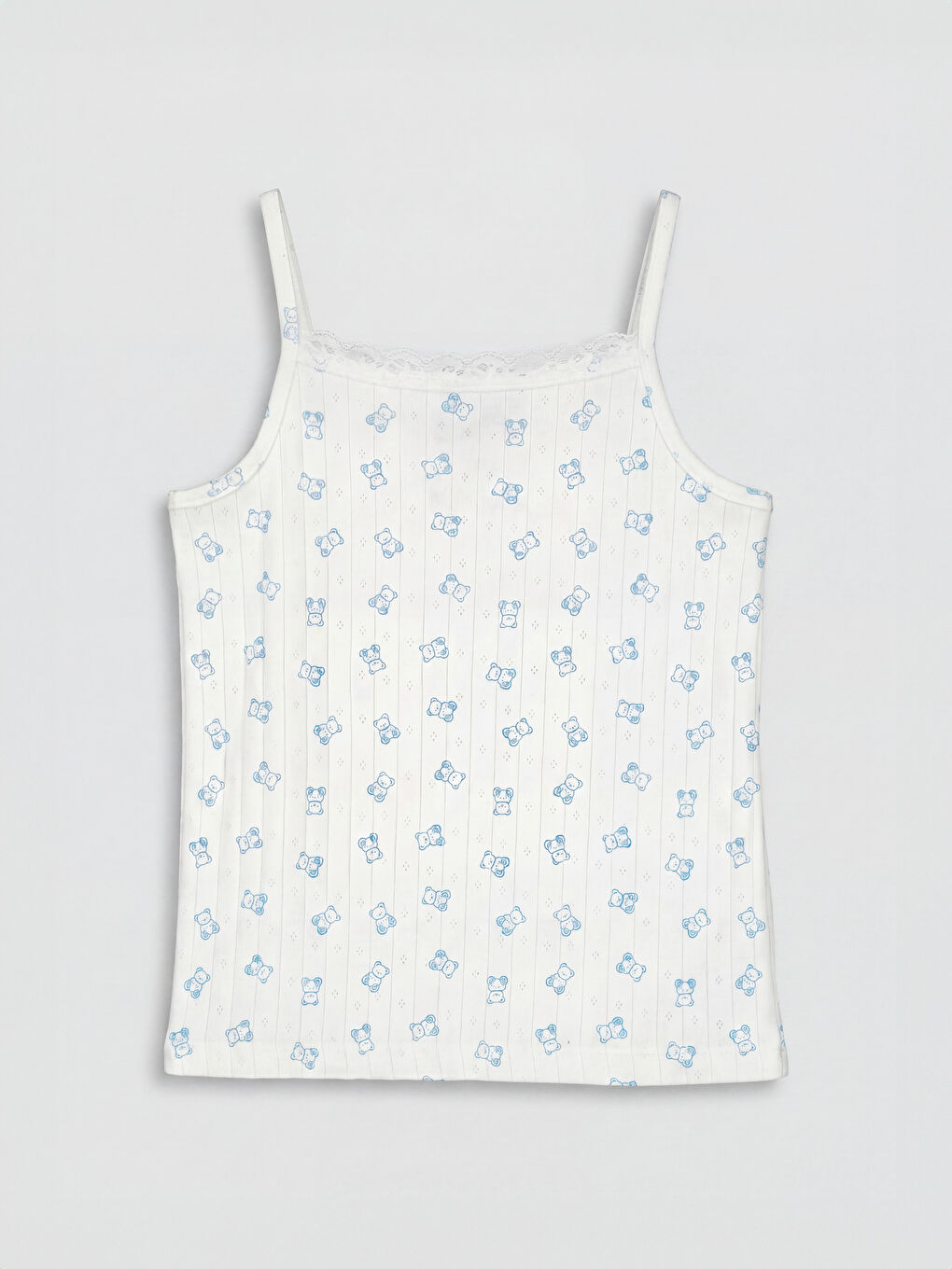 Ekru İp Askılı Kız Çocuk Şortlu Pijama Takımı-2