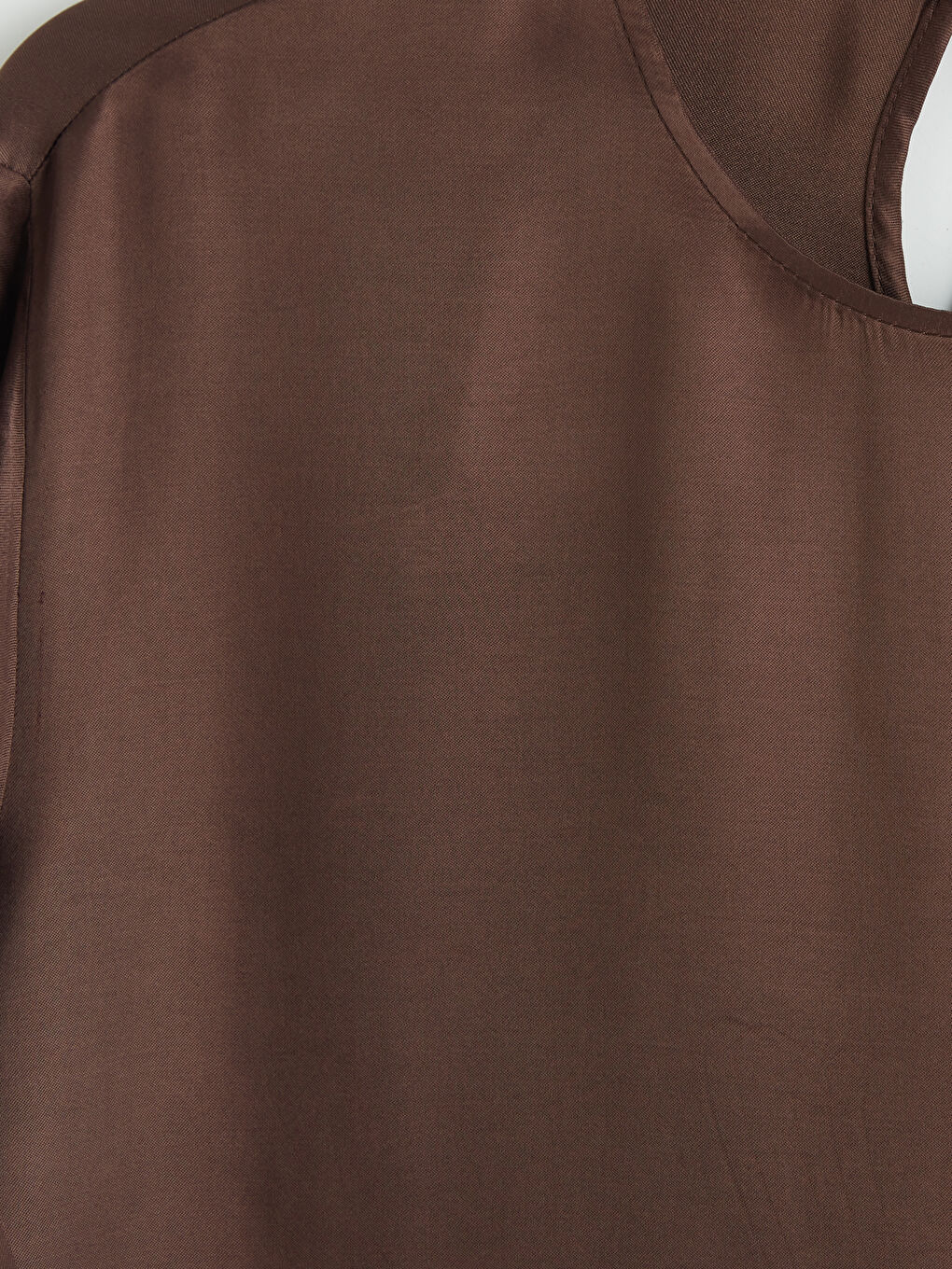 Kahverengi Bisiklet Yaka Dantel Detaylı Poplin Bluz-2