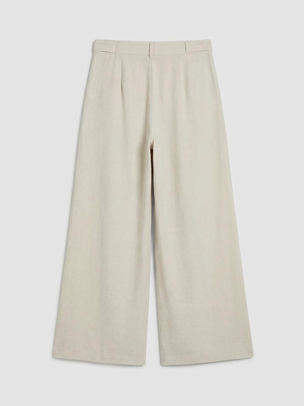 Bej Loose Fit Kadın Pileli Kumaş Pantolon-1