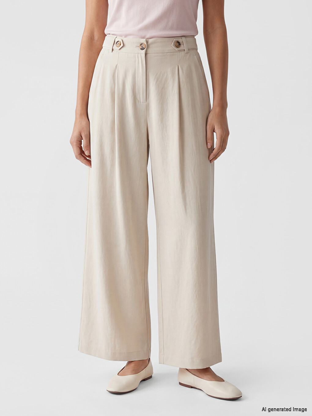 Loose Fit Women's Pleated Fabric Trousers-1