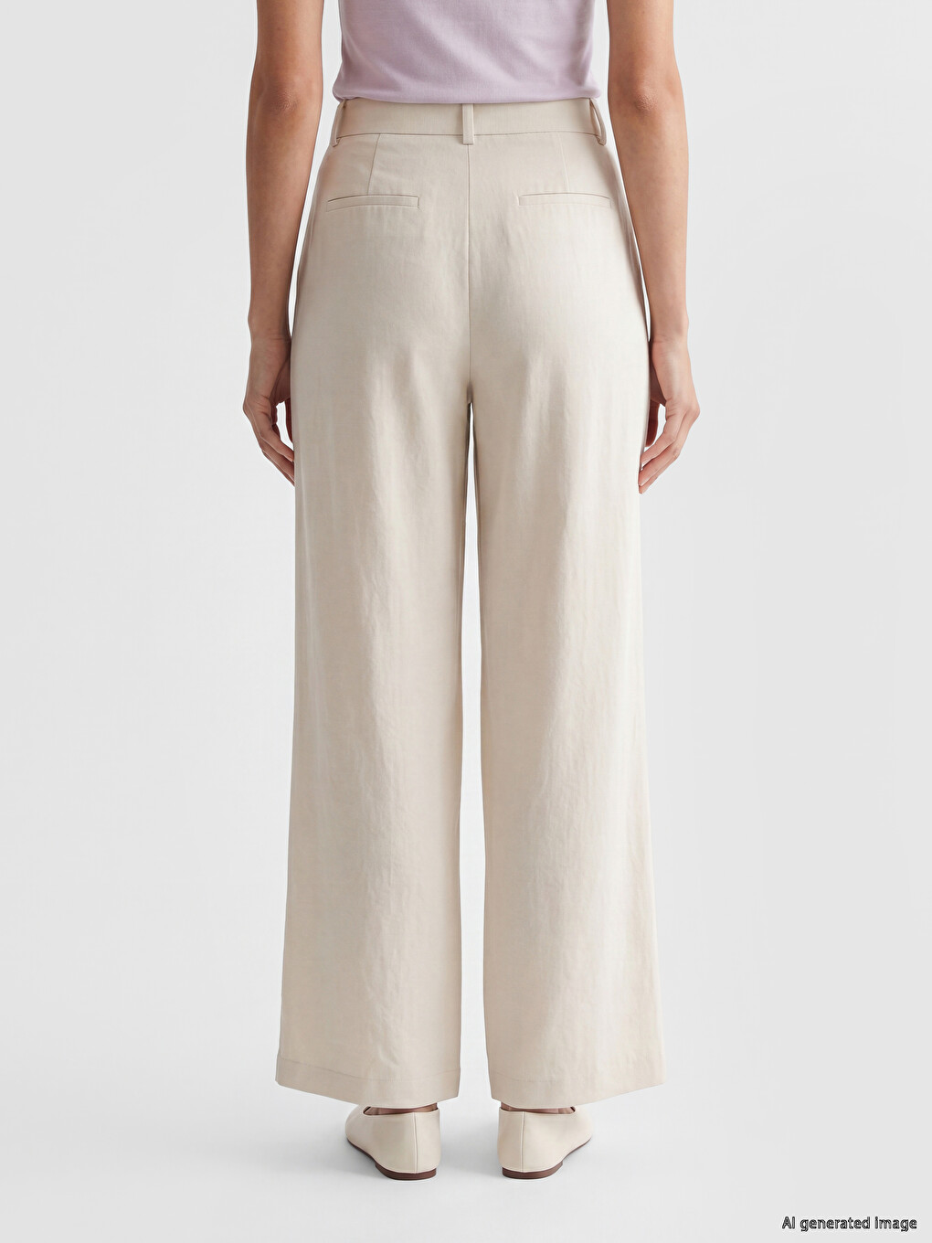 Loose Fit Women's Pleated Fabric Trousers-3