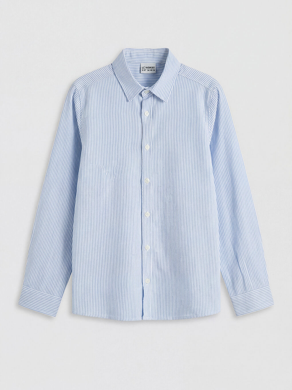 Mavi Uzun Kollu Çizgili Oxford Erkek Çocuk Gömlek